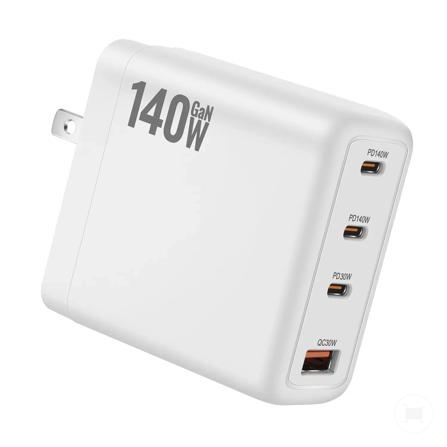 شاحن GaN متعدد المنافذ 140W مع PD3.1 وتوزيع منافذ 3C1A.