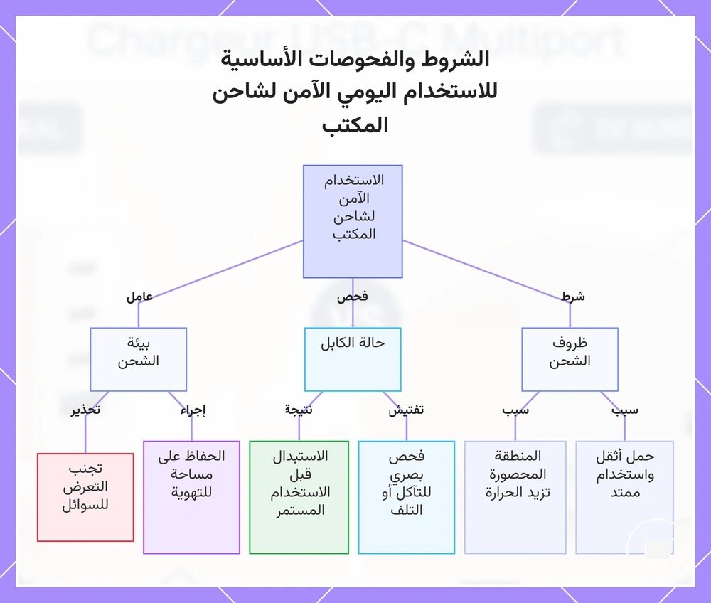 الشروط والفحوصات الأساسية للاستخدام اليومي الآمن لشاحن المكتب