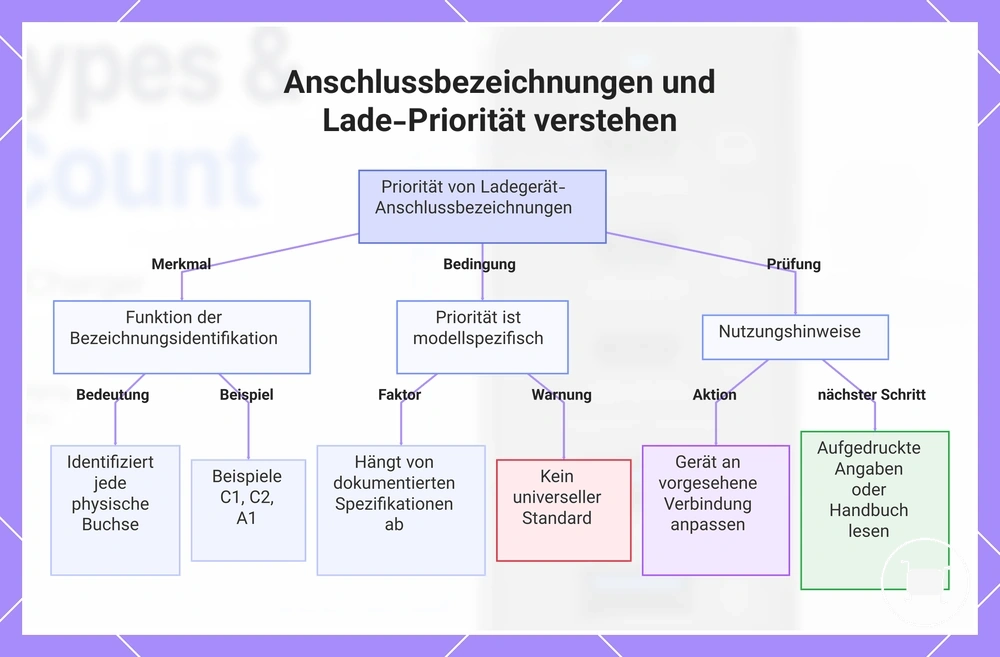 Anschlussbezeichnungen und Lade-Priorität verstehen