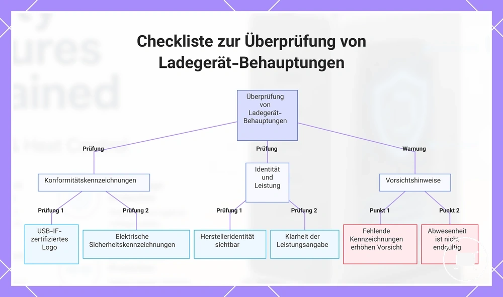 Checkliste zur Überprüfung von Ladegerät-Behauptungen