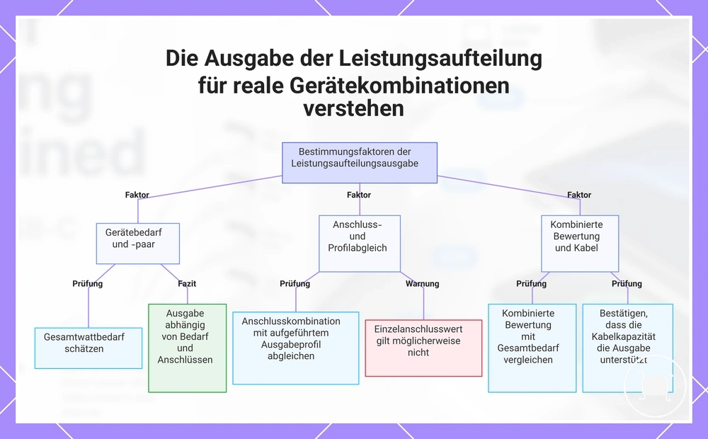 Die Ausgabe der Leistungsaufteilung für reale Gerätekombinationen verstehen