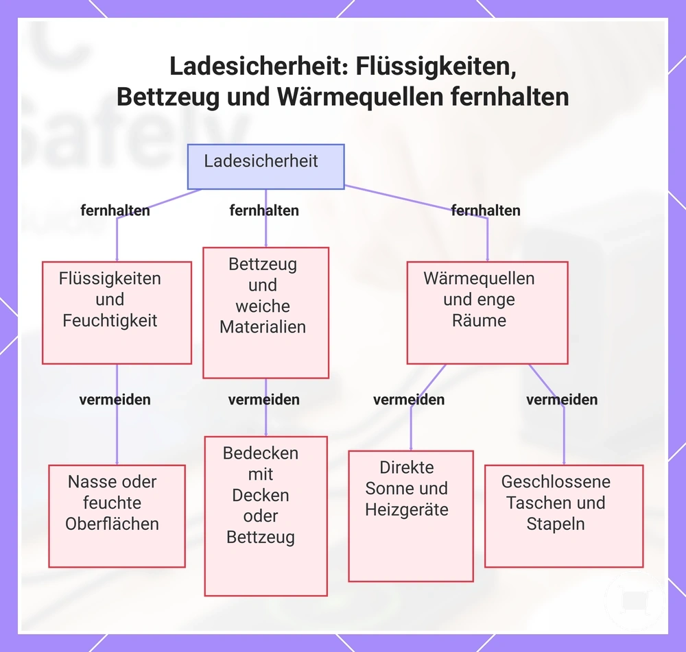 Ladesicherheit: Flüssigkeiten, Bettzeug und Wärmequellen fernhalten