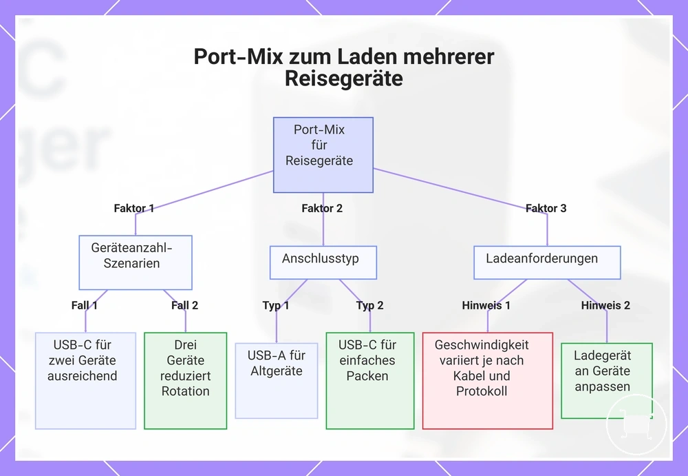 Port-Mix zum Laden mehrerer Reisegeräte