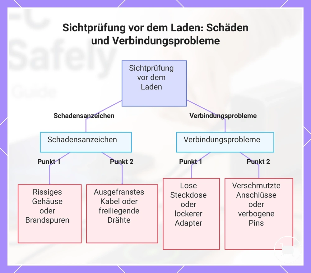 Sichtprüfung vor dem Laden: Schäden und Verbindungsprobleme