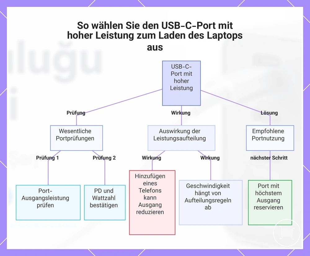 So wählen Sie den USB-C-Port mit hoher Leistung zum Laden des Laptops aus