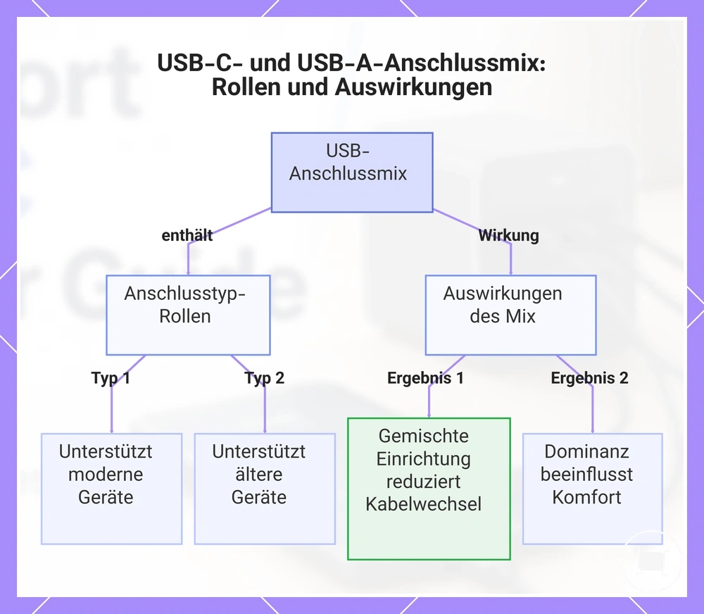 USB-C- und USB-A-Anschlussmix: Rollen und Auswirkungen
