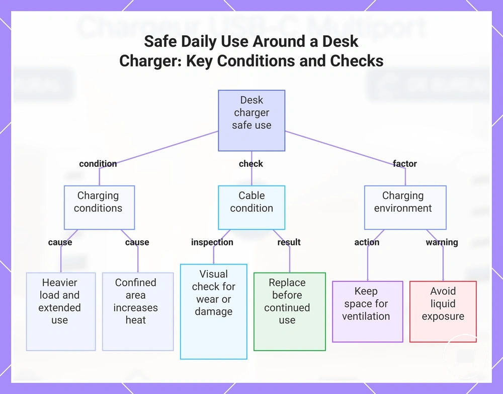 Safe Daily Use Around a Desk Charger: Key Conditions and Checks