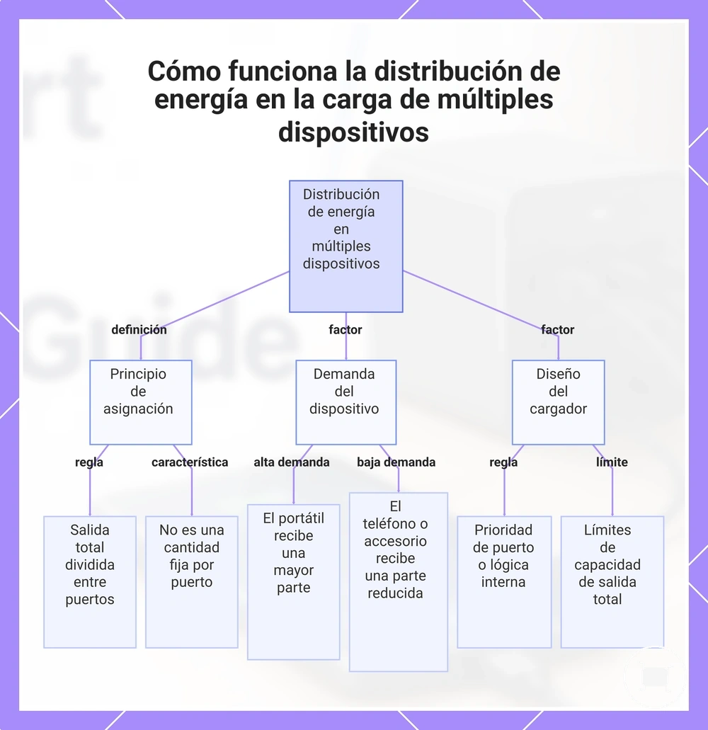 Cómo funciona la distribución de energía en la carga de múltiples dispositivos