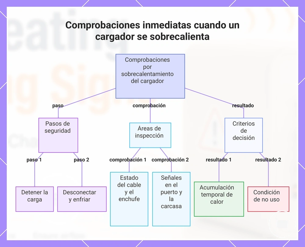 Comprobaciones inmediatas cuando un cargador se sobrecalienta