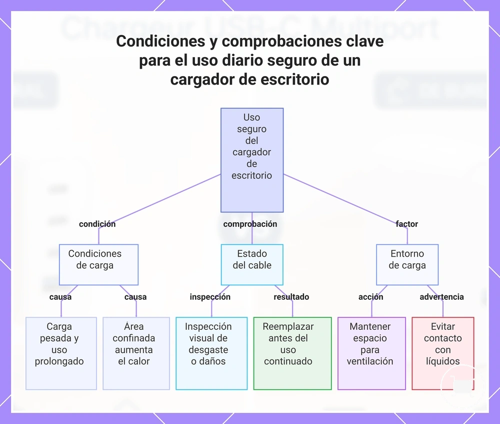 Condiciones y comprobaciones clave para el uso diario seguro de un cargador de escritorio