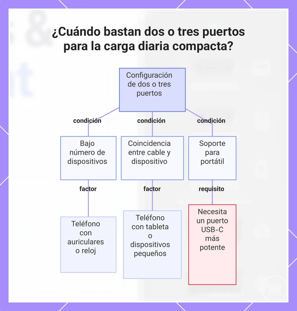¿Cuándo bastan dos o tres puertos para la carga diaria compacta?