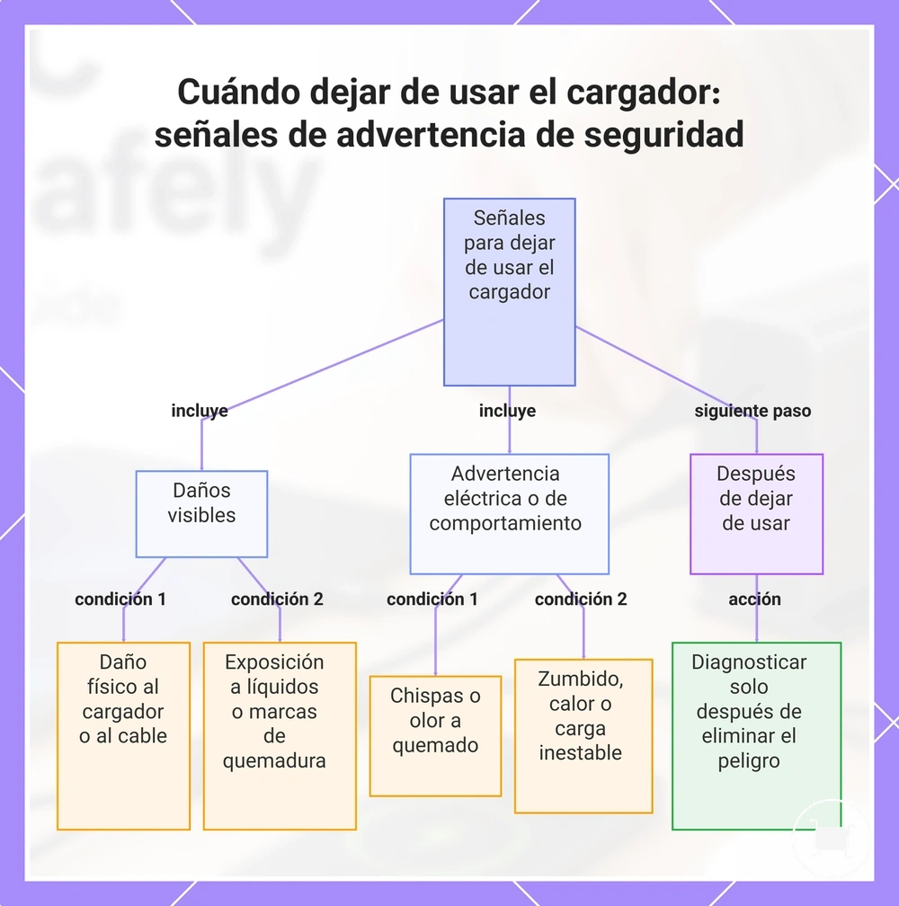 Cuándo dejar de usar el cargador: señales de advertencia de seguridad