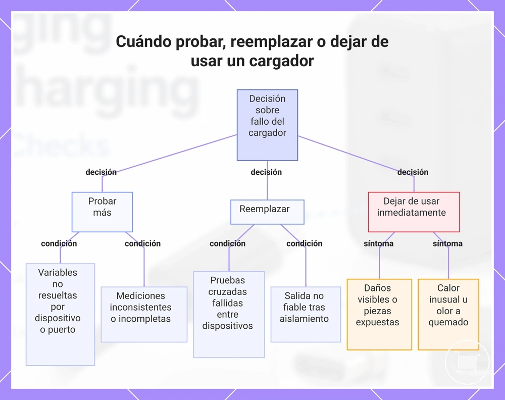 Cuándo probar, reemplazar o dejar de usar un cargador