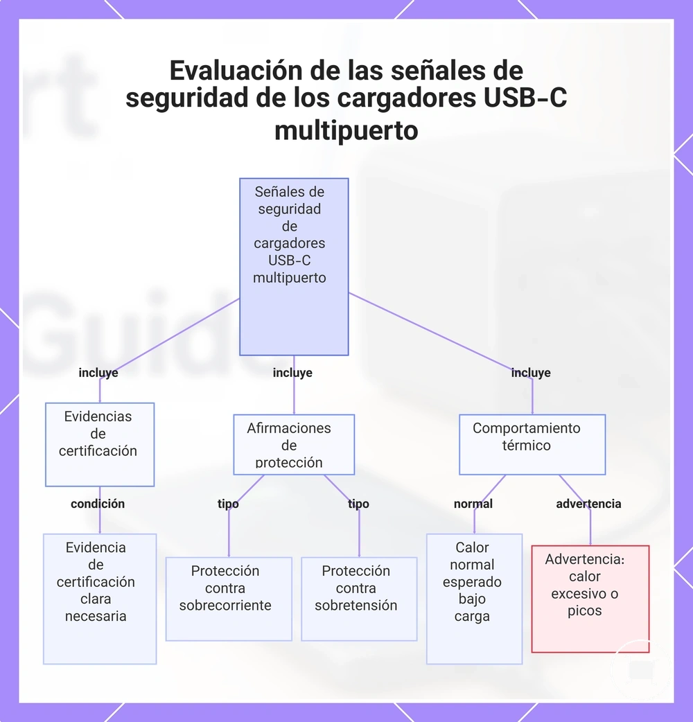 Evaluación de las señales de seguridad de los cargadores USB-C multipuerto