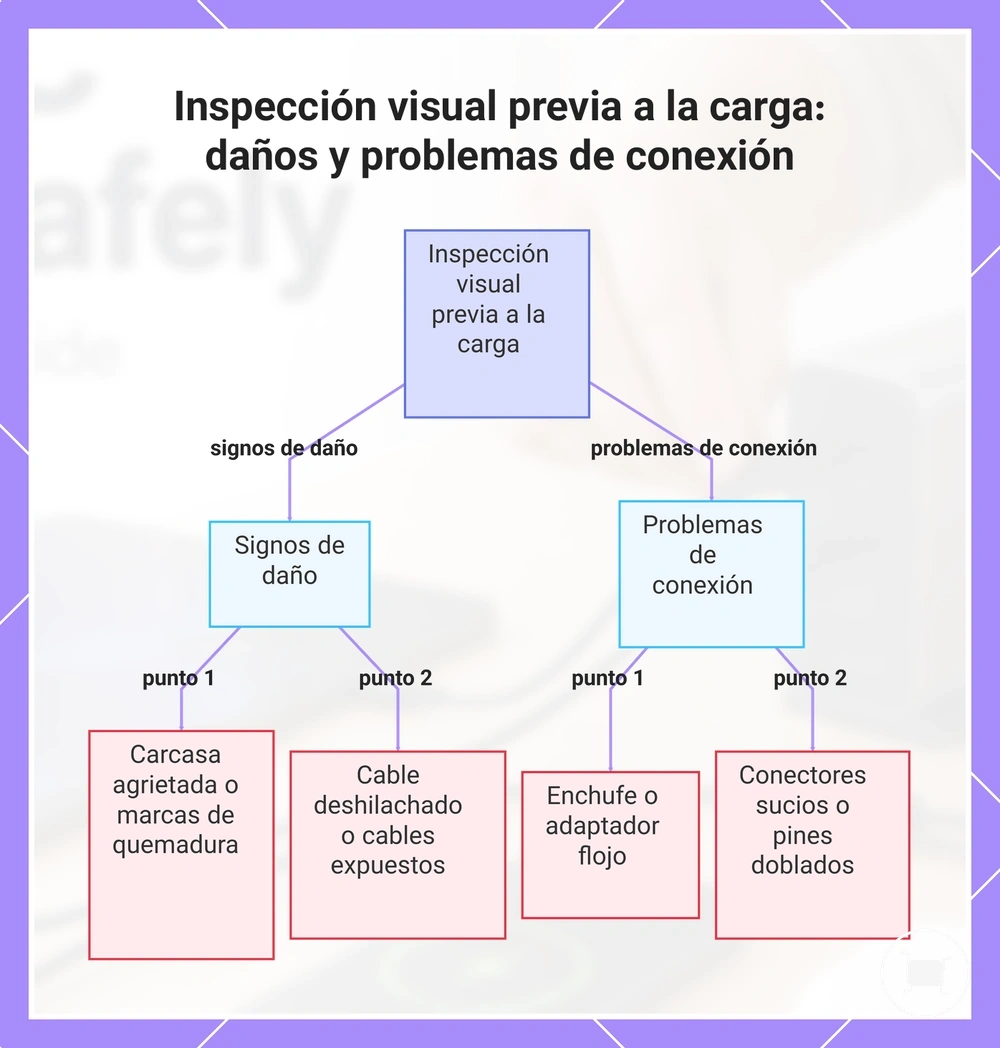 Inspección visual previa a la carga: daños y problemas de conexión