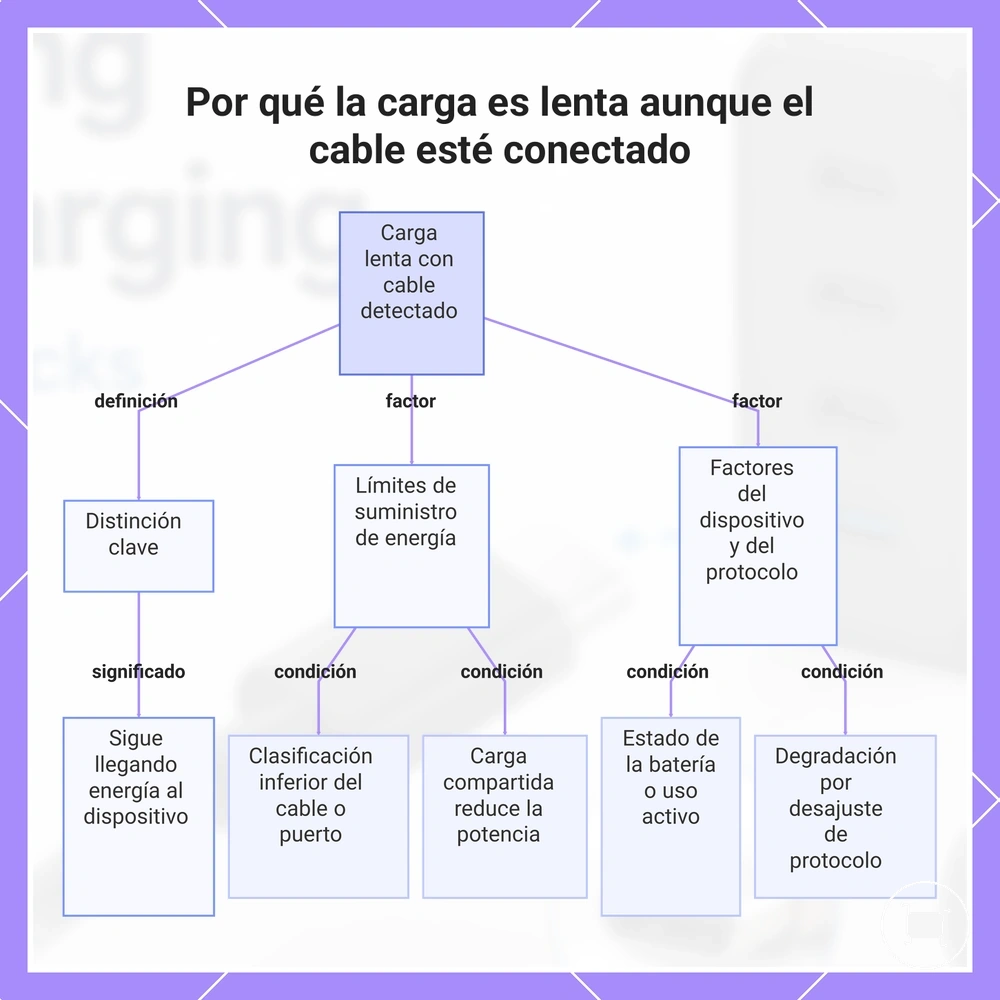 Por qué la carga es lenta aunque el cable esté conectado