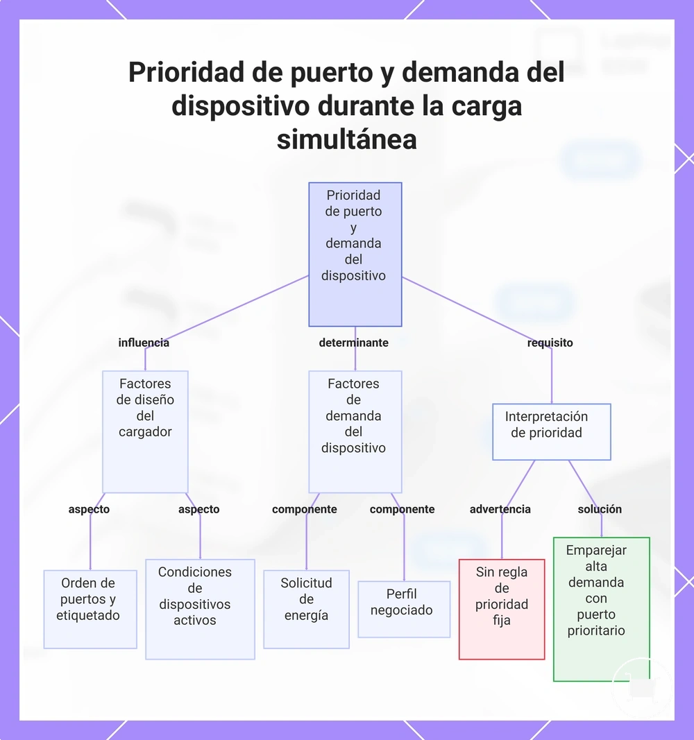 Prioridad de puerto y demanda del dispositivo durante la carga simultánea