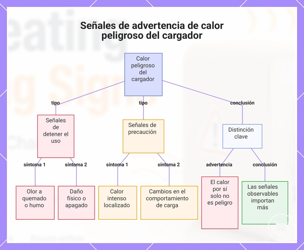 Señales de advertencia de calor peligroso del cargador