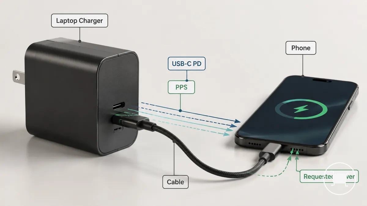 Utilisation d'un chargeur USB-C pour ordinateur portable avec un téléphone compatible