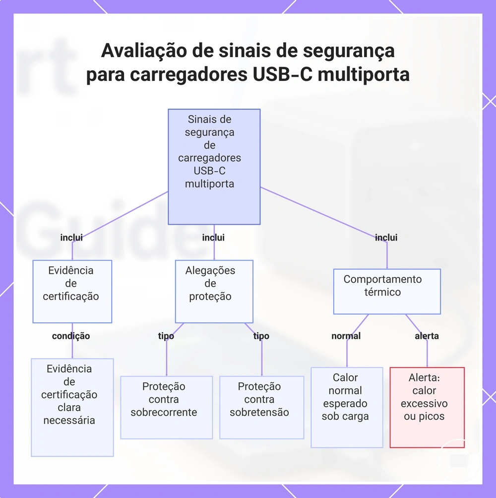 Avaliação de sinais de segurança para carregadores USB-C multiporta