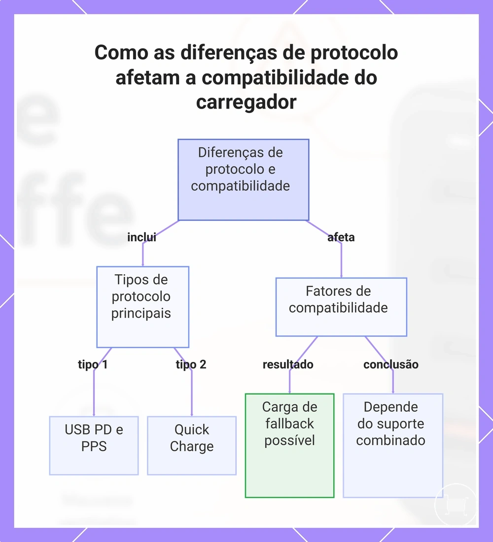 Como as diferenças de protocolo afetam a compatibilidade do carregador