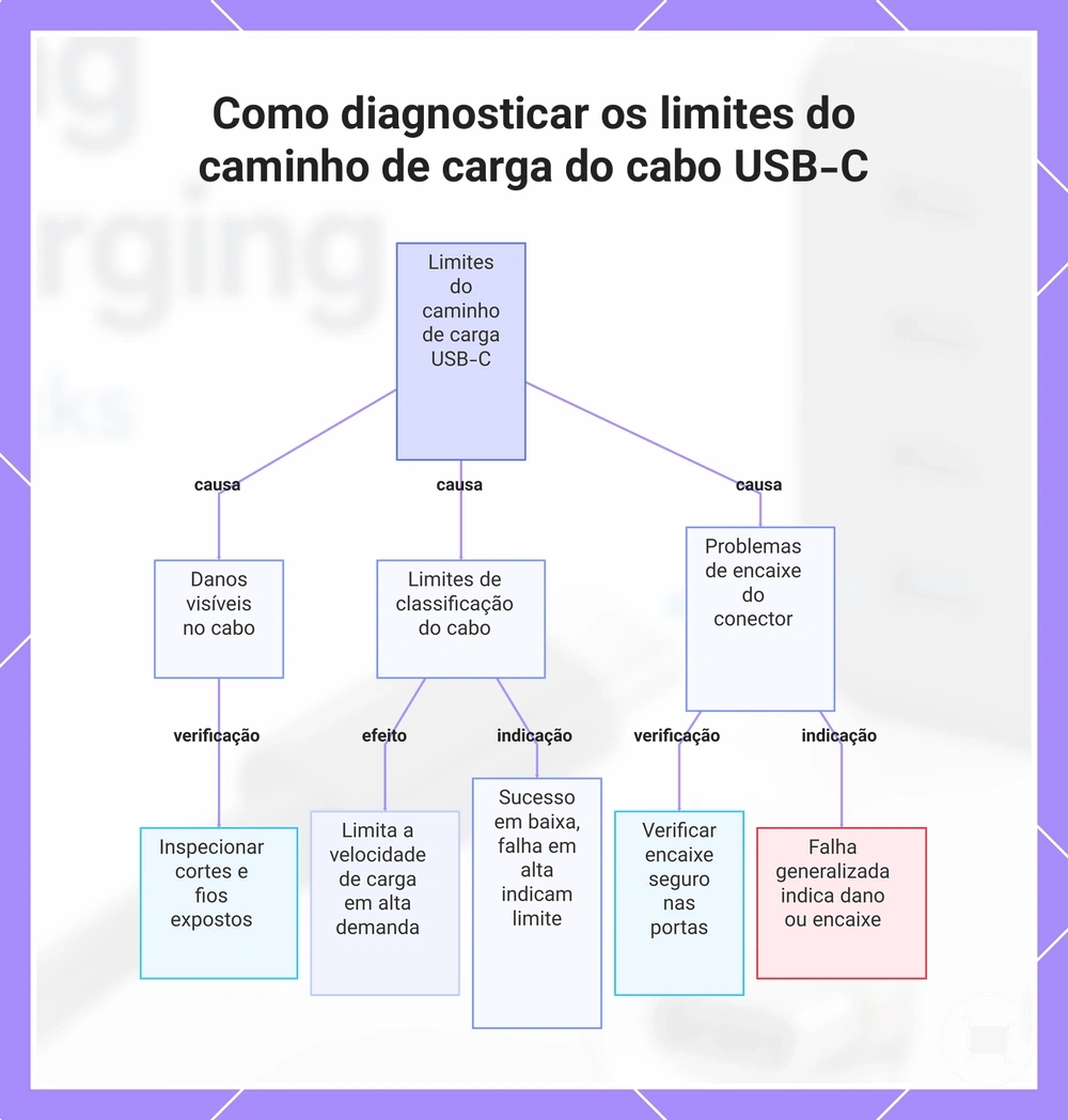 Como diagnosticar os limites do caminho de carga do cabo USB-C