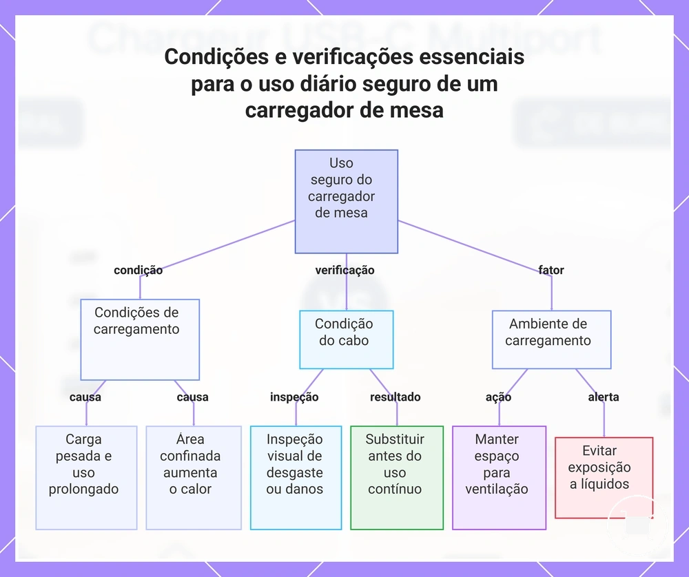Condições e verificações essenciais para o uso diário seguro de um carregador de mesa