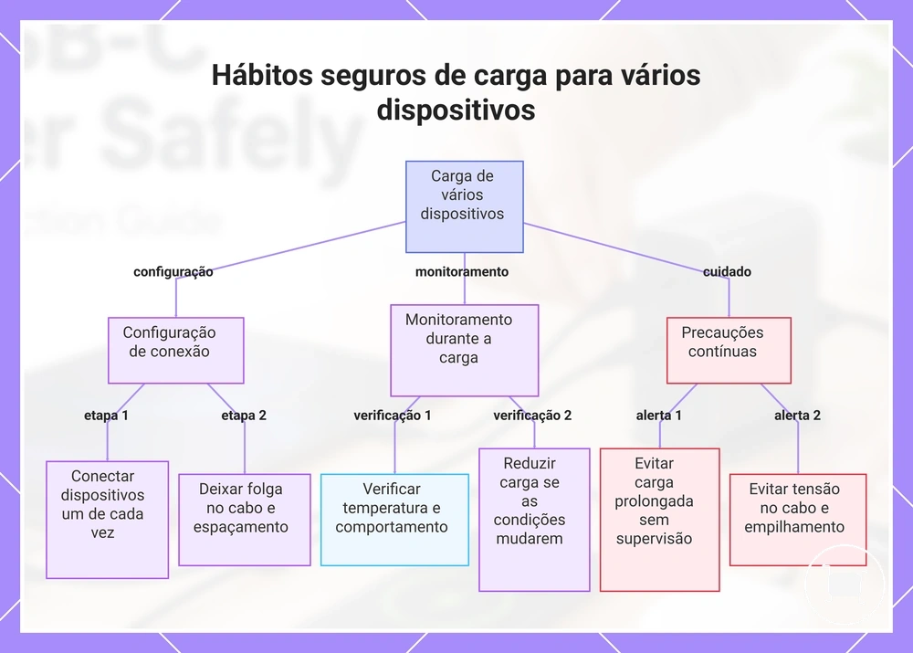 Hábitos seguros de carga para vários dispositivos