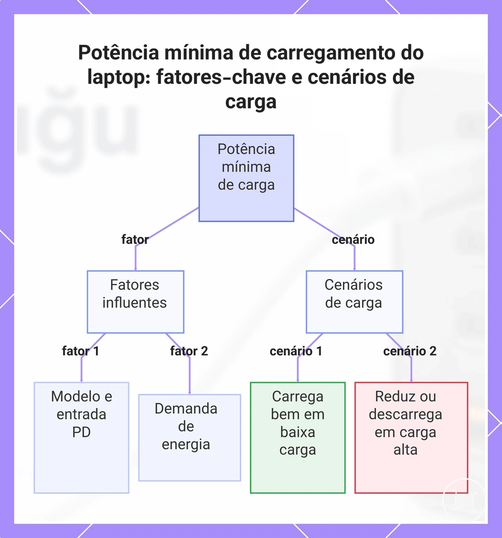 Potência mínima de carregamento do laptop: fatores-chave e cenários de carga