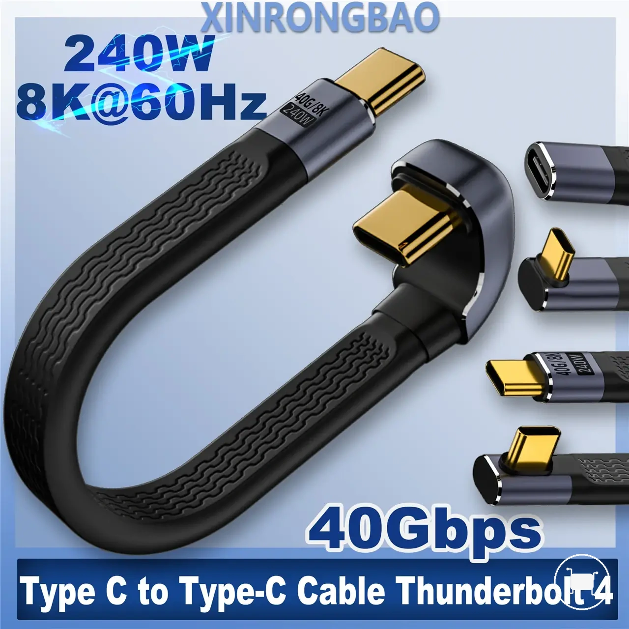 Thunderbolt 4 ve 8K destekli 240W U şekilli USB4 FPC Type-C kablo.