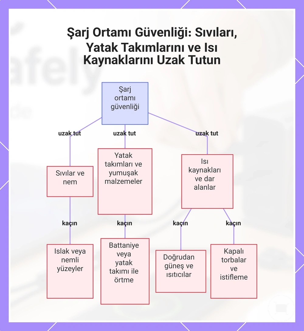 Şarj Ortamı Güvenliği: Sıvıları, Yatak Takımlarını ve Isı Kaynaklarını Uzak Tutun