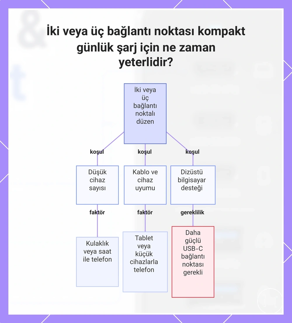 İki veya üç bağlantı noktası kompakt günlük şarj için ne zaman yeterlidir?