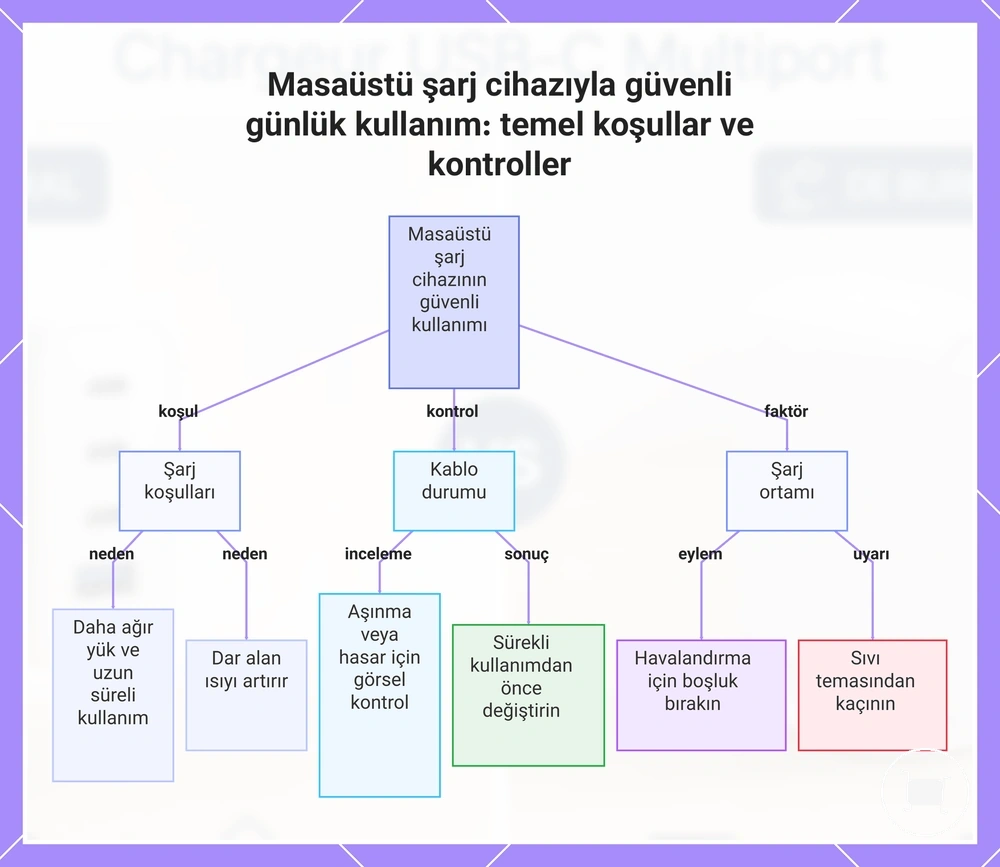 Masaüstü şarj cihazıyla güvenli günlük kullanım: temel koşullar ve kontroller